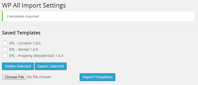 Import REXML Scripts page - WP All Import